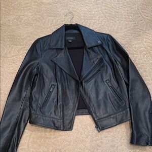 Halogen Black Leather Moto Jacket